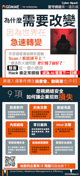 9大企業網絡安全挑戰清單：從勒索軟體到雲端安全威脅，GDMME 提供 IT 資安諮詢。