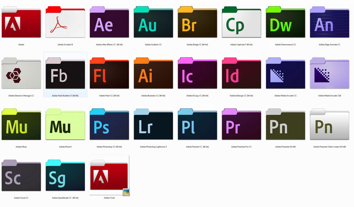 Historical Adobe creative software version icons